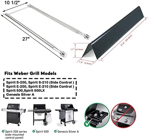 Uniflasy 7507 Grill Replacement Part Kit for Weber Genesis Silver A, Spirit 200 Series, Spirit 500, Spirit E-210, Spirit E-200, S-200, S-210 7507 Grill Burner Tube Set with 7535 Flavorizer Bar, 7534