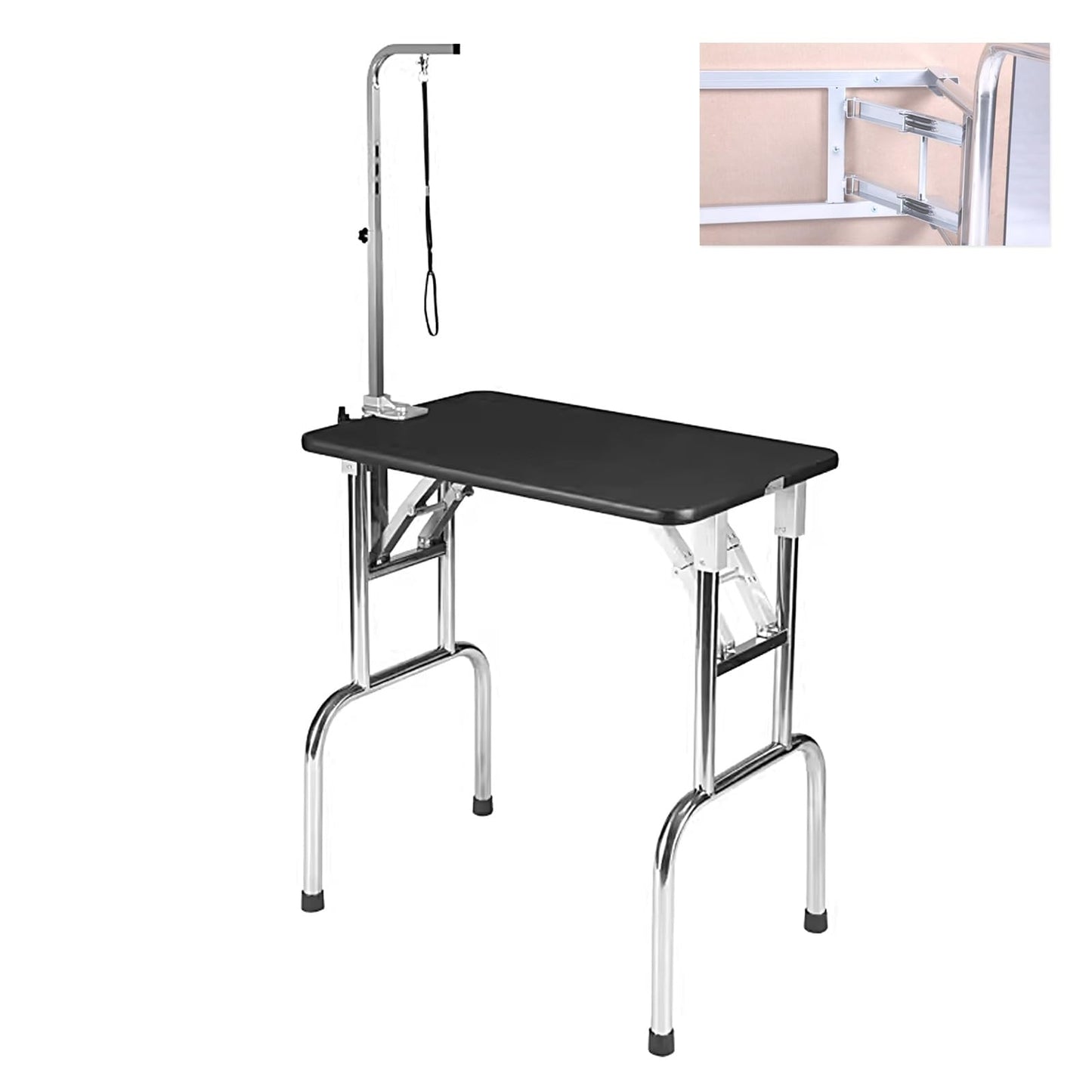 Foldable Dog Washing Station for Home Grooming Table, Stainless Steel Frame, Rubber Tabletop, Load Capacity 200lb for Small and Large Dogs Cats and Other Pets(75 * 47 * 80cm)