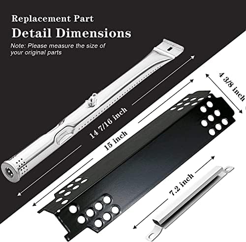 Grill Replacement Parts for Charbroil 463436215, 463436213, 463436214, 467300115, G432-001N-W1, G432-Y700-W1, G432-0096-W1, 16 7/8" Cooking Grate, Grill Burner Tube, Heat Plate Tent and Crossover Tube