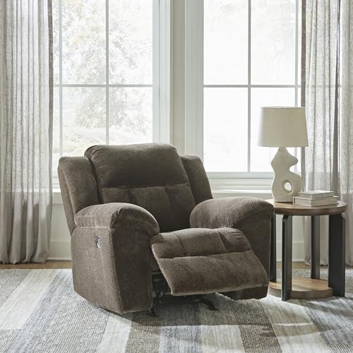 Signature Design by Ashley Frohn Urban Manual Rocker Recliner with Pillow-Top Arms, Dark Brown