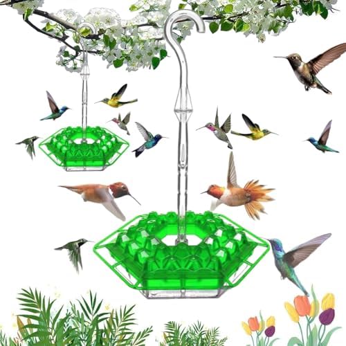 Ant & Bee-Proof Hummingbird Feeder with 30 Feeding Ports - 11oz Easy-Clean Outdoor Hanging Feeder, Includes Perch & Cleaning Brush for Window and Backyard Decoration (1, Green)