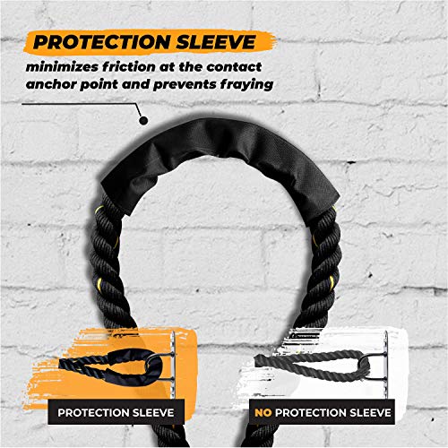 Yes4All unisex adult A. 1.5in - 30ft Battle Rope, Black/Yellow, A. US