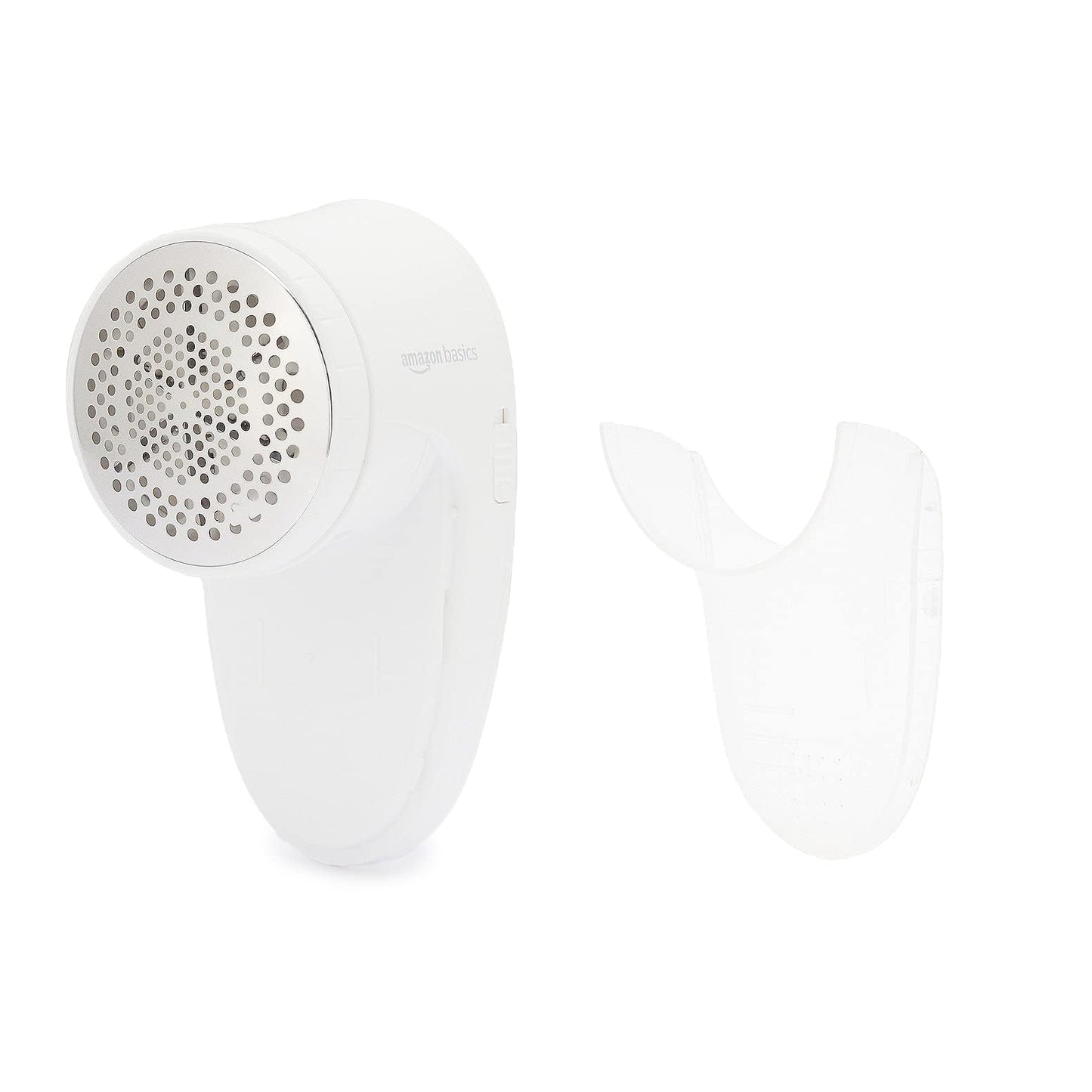 Amazon Basics Battery Operated Fabric Shaver for Lint and Fuzz Removal, Includes 2 Spare Blades, White