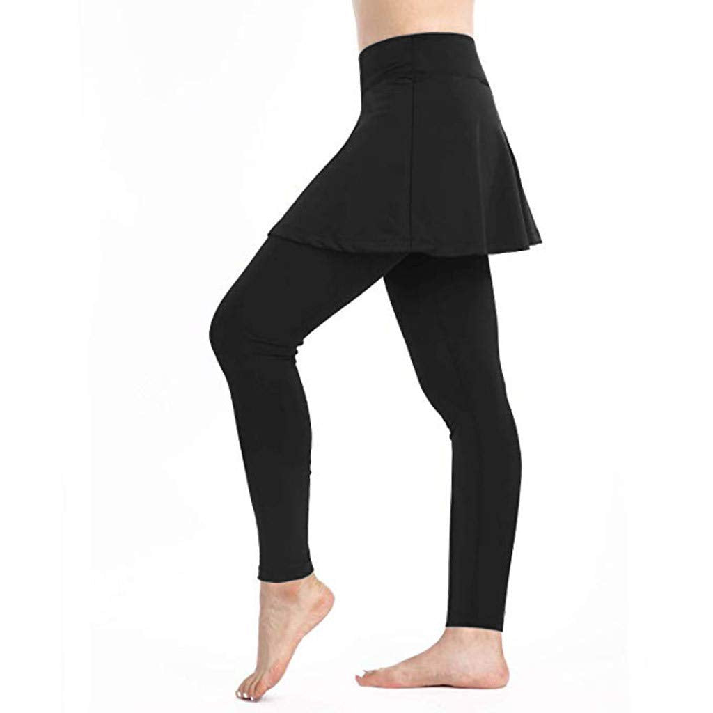 Aniywn Women's Leggings Skirt, Skirted Leggings, Active Skirt with Pockets, Tennis Pants Sports Fitness Culottes Black