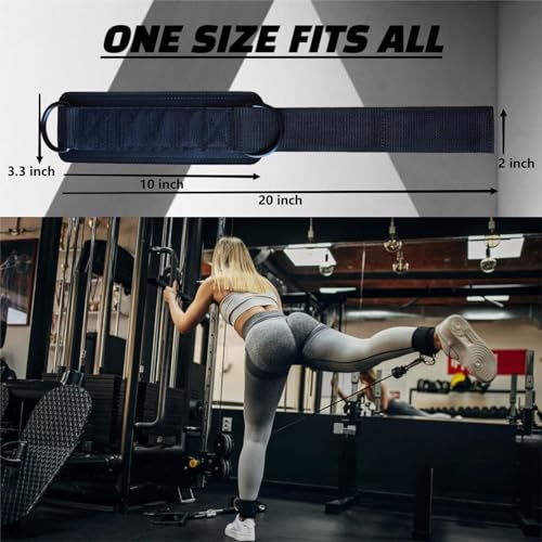 Ankle Straps for Cable Machine, Glute Kickback Ankle Strap, Ankle Cable Straps for Booty Workout, Leg Extension, Hip Abductors and Lower Body Exercises (Black - Pair)