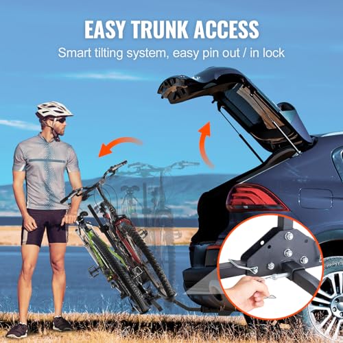 VEVOR Hitch Mount Bike Rack, 80 LBS Capacity Ebike Rack, 2-Bike Platform Style for 1.25-/2-inch Hitch Receiver, Titling and Folding Bike Carrier with Tires up to 2.4" Wide, for Car, SUV, Truck, RV