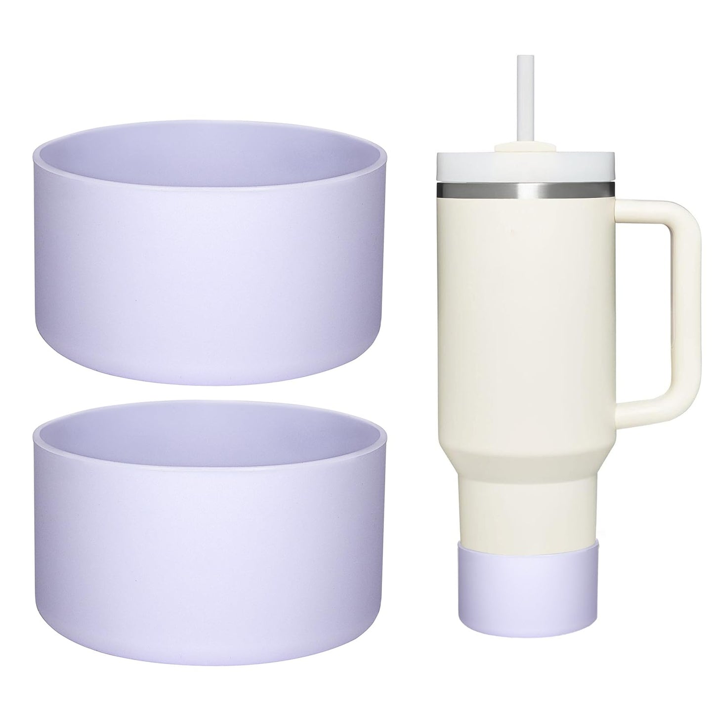 HEYSKAY 2pcs Protective Flask Silicone Boot Base for Stanley Quencher Adventure 40oz & Stanley IceFlow 20oz 30oz Tumbler, and Compatible with 12-24oz Hydro Sport Water Bottles,Yeti and More