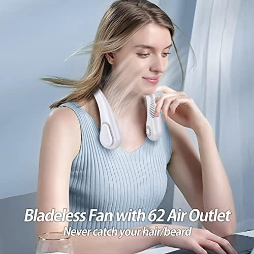 AMACOOL Bladeless Neck Fan Portable Personal Fan 5000mAh Rechargeable Battery Operated Wearable Fan for Women Men Outdoor Sport Travel Patio Garden Work Home Kitchen(White)