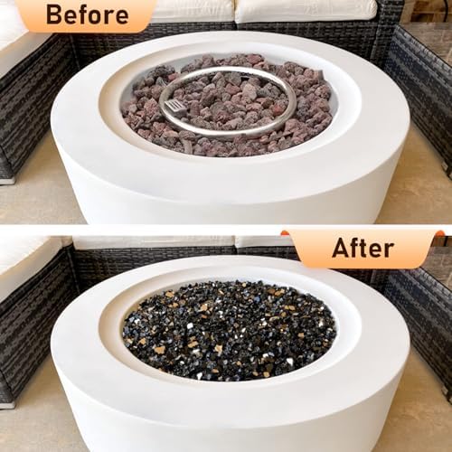 10 lbs Fire Glass, 1/2 Inch Black Reflective Fire Glass for Propane Fire Pit, Fire Pit Glass Rocks Safe for Fireplace, Table and Landscaping