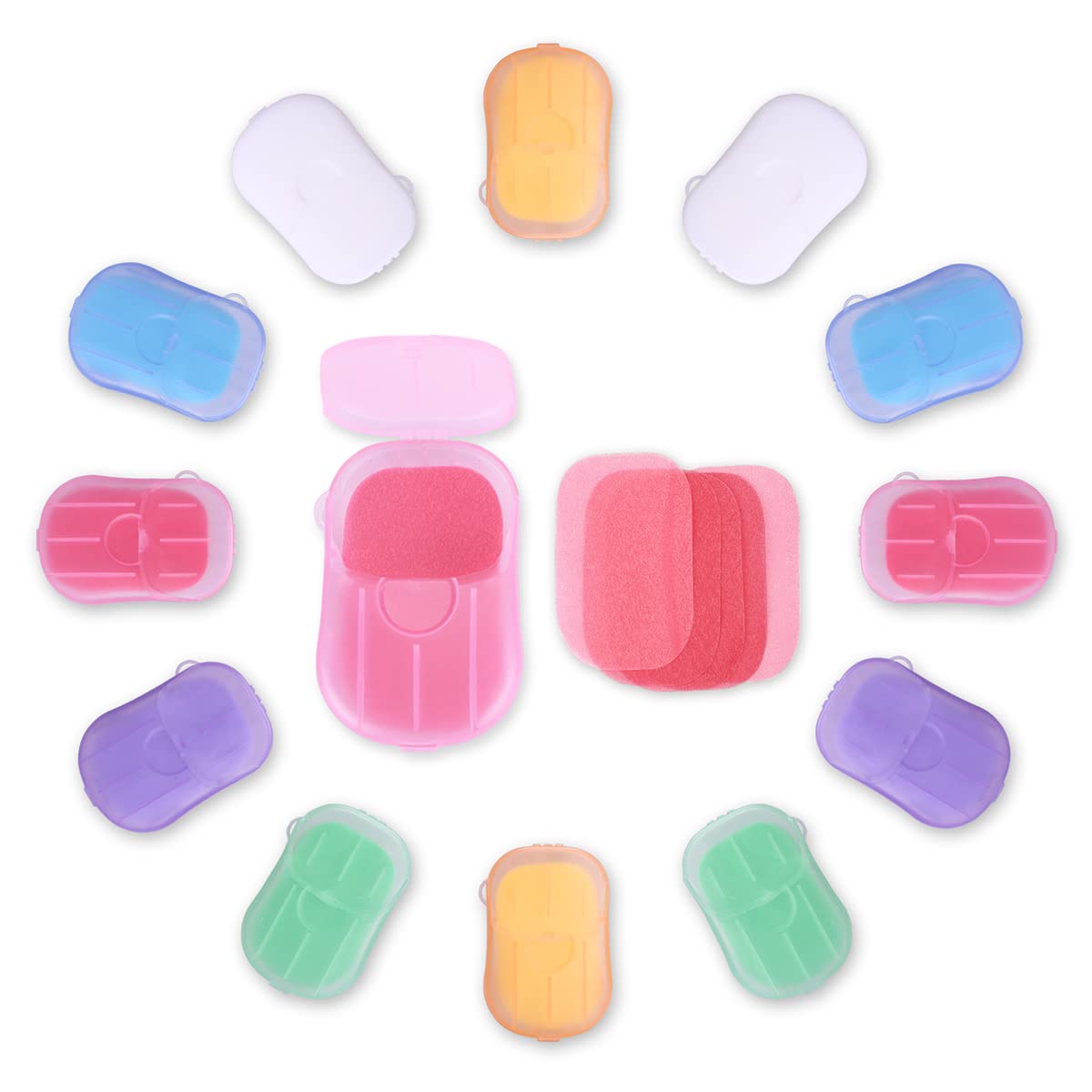 Bamsod 12 Boxes (240 Sheets) Mini Hand Soap Sheets Soap Paper Sheets Portable Disposable Travel Scented Bath Slice Sheet Foaming Paper Soap Confetti Slide Flakes for Travel and Outdoor
