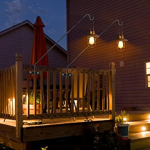 ERYTLLY 2 Packs Extended Rail Hook Fence Deck Bird Feeder Hook 360 Degree Rotary and Length Adjustable Plant Bracket for Feeders, Planters, Suet Baskets, Lanterns, Wind Chimes and More