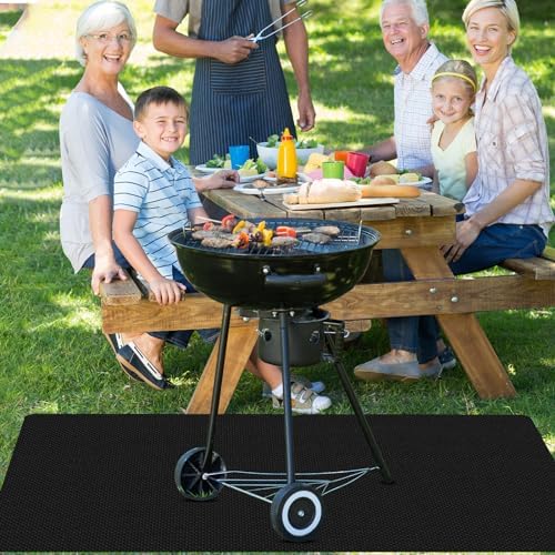Outdoor Grill Mat - 60x40 Inch Double-Sided Fireproof Deck and Patio Protector, Waterproof Oil-Proof BBQ Mat for Under Grill, Fire Pit or Fireplace, Heavy Duty Grill Floor Pad