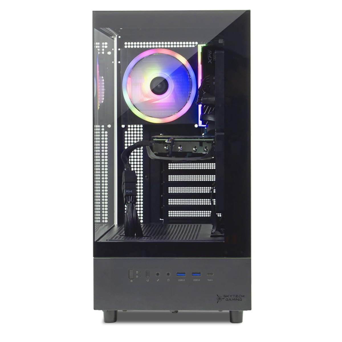 Skytech Gaming Azure 3 Desktop PC, Ryzen 7 7700 3.8 GHz (5.3GHz Turbo), NVIDIA RTX 5060 Ti 16GB, 1TB Gen4 NVMe SSD, 32GB DDR5 RAM 5200 RGB, 650W Gold PSU, Wi-Fi, Win 11