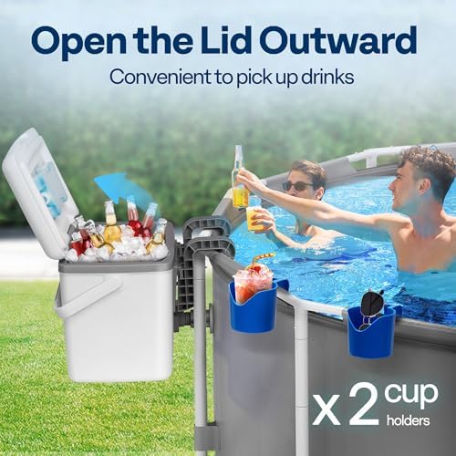 VIVOHOME 13QT Portable Pool Cooler with Handle - Hanging Poolside Design, Insulated Hard Cooler for Above-Ground Pools, Keeps Drinks Cold Up to 3 Days, Great for Pool Party, Fishing, Camping, Beach