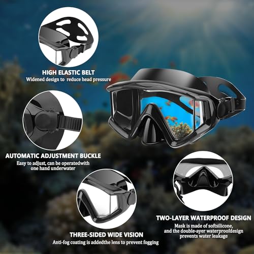 AQUA A DIVE SPORTS Diving mask Anti-Fog Swimming Snorkel mask Suitable for Adults Scuba Dive Swim Snorkeling Goggles Masks