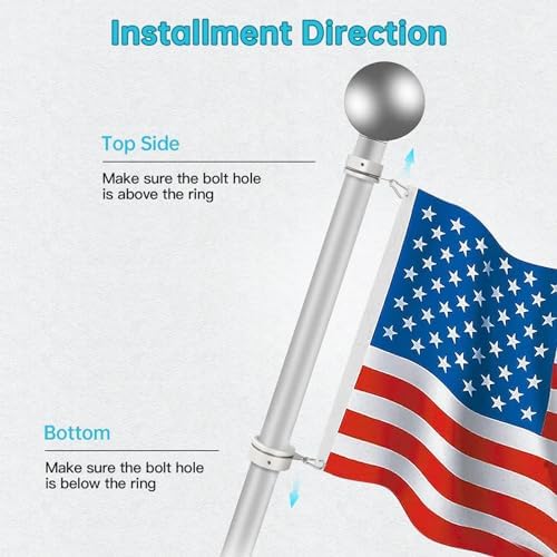 Anovo Flag Pole Rings, Flagpole Rings Aluminum Alloy 360° Rotating Anti Wrap Flag Mounting Spinning Ring Clips for 1.75-2.02 Inch Diameter Flagpole (2 Inch -Pack of 2, Matte Silver)