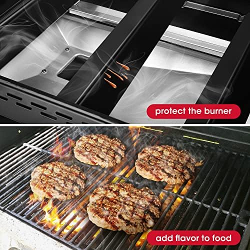 Unicook 7635 15.3 Inch Flavorizer Bars for Weber Spirit I & II 200 Series, Spirit E/S 210 and 220 Grills, Porcelain Grill Heat Plate Replacement Parts for Weber GS4 Grill Parts, Burner Covers 3 Pack