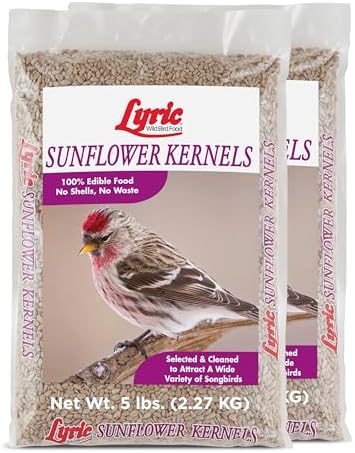 Lyric Sunflower Kernels Wild Bird Seed No Waste Bird Food - Attracts Finches & More - 10 lb. (Pack of 2-5 lb. Bags)