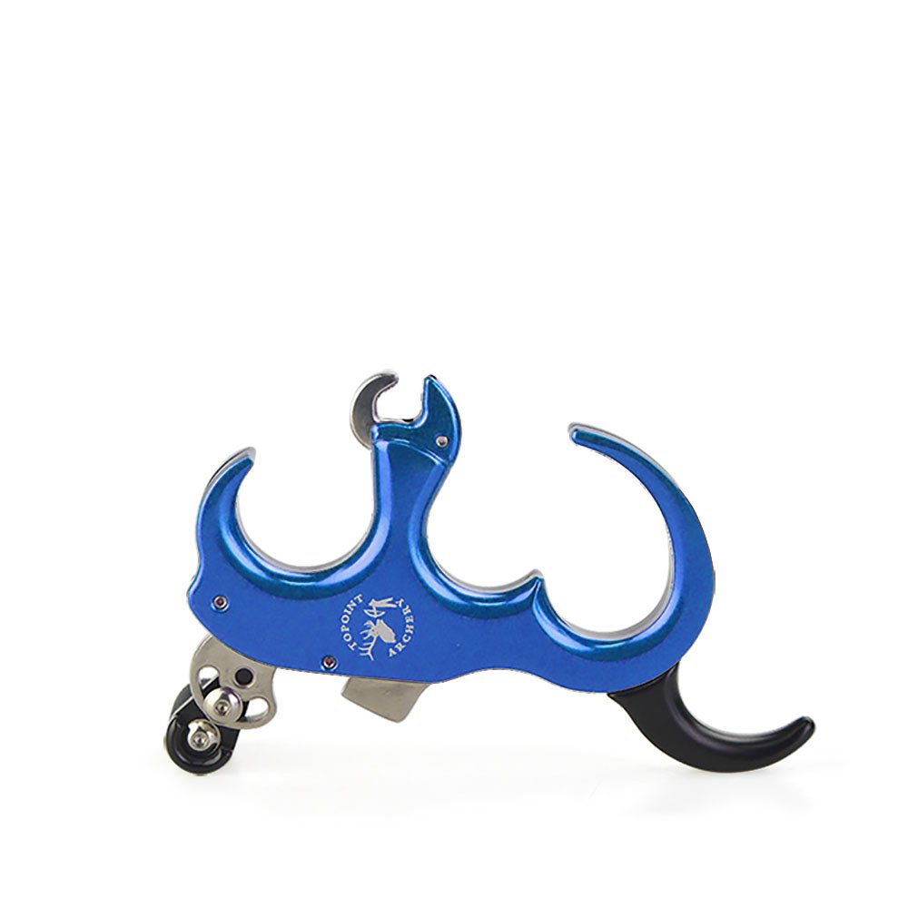 SHARROW Bow Release Aid 3/4 Fingers Automatic Archery Release Aluminium Alloy Thumb Trigger for Compound Bow Accessory (Blue)