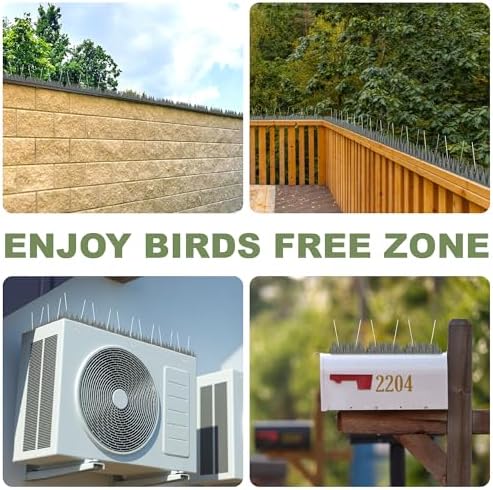 20 Pack Bird Spikes Deterrent - 20ft Pigeon Deterrent for Balcony. 3200 Spikes to Keep Birds Away. Bird Spikes for Outside to Keep Birds Away & Deter Barn Swallows from Nesting, Squirrel Deterrent