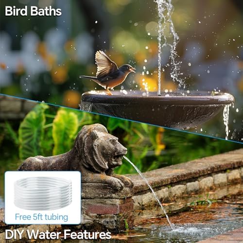 Antfraer Solar Fountain Pump for Bird Bath, 6.5W Solar Fountain with Dry-Run Protection, Solar Water Fountain with Double-Layer Nozzles & 5Ft Tubing for Small Pond Bird Bath Garden DIY Water Feature