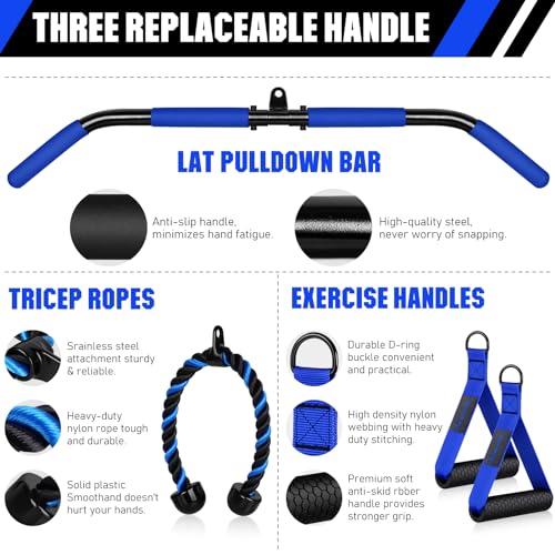 RENRANRING Weight Cable Pulley System Gym, Upgraded Cable Pulley Attachments for Gym LAT Pull Down, Biceps Curl, Tricep, Arm Workouts - Weight Pulley System Home Gym Add On Equipment
