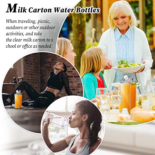 Remerry 3 Pcs 25oz Milk Carton Water Bottle Square Milk Bottle Plastic Coffee Milk Carton Bottle Portable Reusable Milk Carton Cup Leakproof Carton Shaped Juice Bottle (Clear)