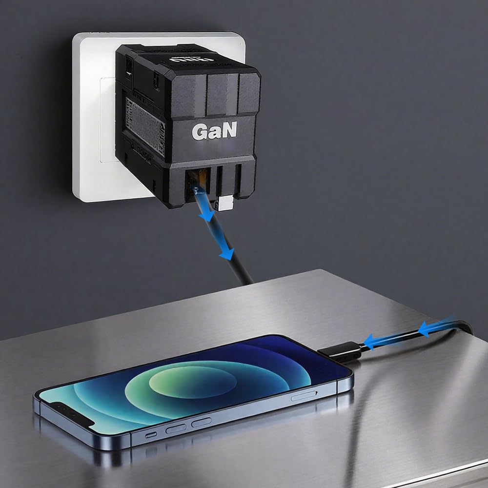 2025 New 2 in 1 GaN Charger 120w, New Scalable Retractable 120w Fast Charger Module, All in 1 Foldable Charging Adapter Wall Plug for Phone, Tablet, Laptops (Orange)