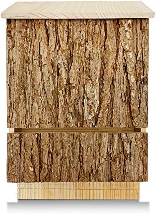 Bat House Outdoor Bat Habitat, Real Bark Finish, 2 Chamber