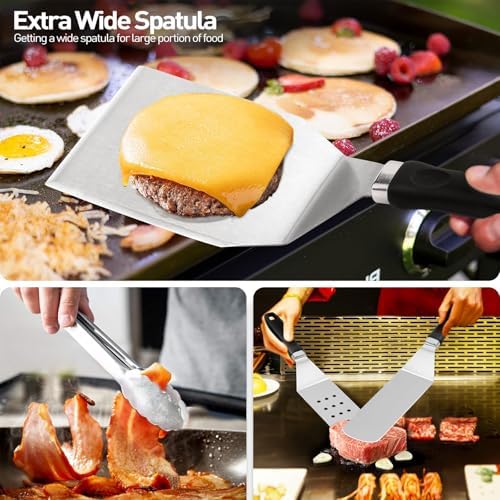 APSARAS USA 27pcs for Blackstone Griddle Accessories, Grilling Accessories,Hibachi Enlarged Spatula Gift Set with Basting Cover,Flat Top Grill Accessories, Burger Press Patty Maker,Storage Bag