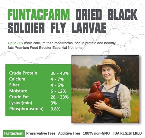 Dried Worms Black Solider Fly Larvae 5LB, Superior to Mealworms Chicken Treat, 86x Calcium Than Meal Worms, 100% Non-GMO Organic Chicken Feed