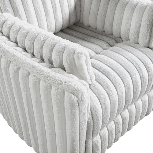 Lexicon Modern Swivel Glider Recliner Chair, Nursery Glider, Corduroy Fabric Upholstery Recliner with High Back, Manual Recliner Sofa Chair for Living Room/Office/Apartment, Gray