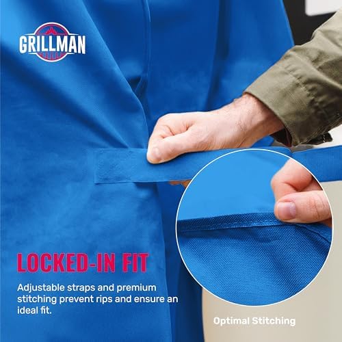 Grill Cover by Grillman, Blue, 64 Inch, BBQ Outdoor Grill Covers, Charcoal & Gas Grills, Waterproof, Rip-Proof, Weather-Resistant, Anti-UV, Barbecue Cover for Weber, Genesis, Charbroil, Nexgrill, etc