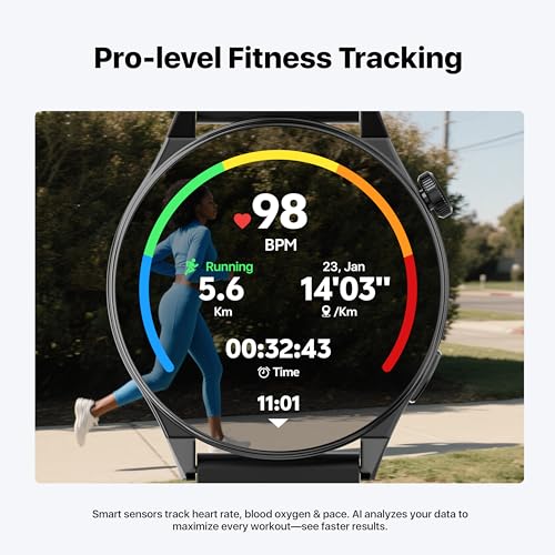 AI ChatGPT Translator Watch, Fitness Tracking, Heart Rate & Sleep Monitor, OLED Display, Titanium Alloy IP68 Waterproof, Multi-Sport Modes,Foreign Language Translator，Black
