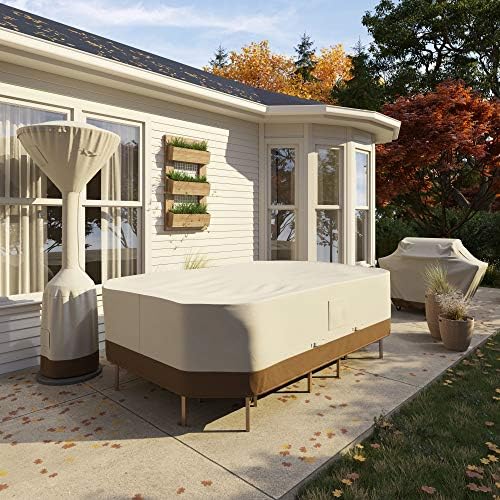 Amazon Basics Patio Cover, Outdoor Furniture Cover, Waterproof, Anti-UV, X-Large, Durable, Beige/Tan, 130"x84"