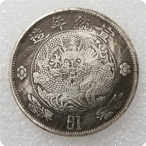 Antique Chinese Dragon Coins, China's Qing Dynasty Old Silver Coin, Vintage Guangxu Coins, Ancient Emperor Silver Coin Collection, Feng Shui Lucky Amulet (I-Dragon)