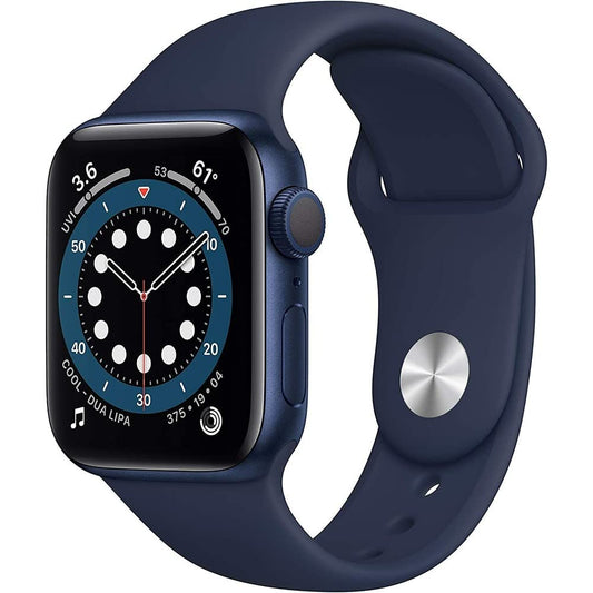 Apple Watch Series 6 (GPS + Cellular, 40mm) - Blue Aluminum Case with Deep Navy Sport Band (Renewed)