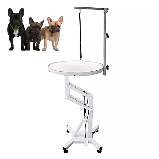 360°Rotation Dog Grooming Hammock Pneumatic Lift Dog Grooming Table, Height Adjustable 68-90cm, Illuminated Table Top with Non Slip Feet for Pet Grooming