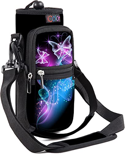 icolor Water Bottle Carrier Bag Holder 25/32/40/64oz,Adjustable Padded Shoulder & Handle Strap Sports Sling Hiking Pack,Insulated Neoprene Wide Mouth Bottle Sleeve