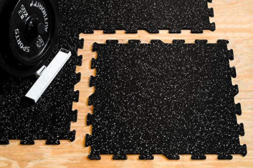 American Floor Mats Sport 8mm Heavy Duty Rubber Flooring - Interlocking Rubber Tile (23" x 23") 10% Grey - 6 Center Tiles Expansion Pack
