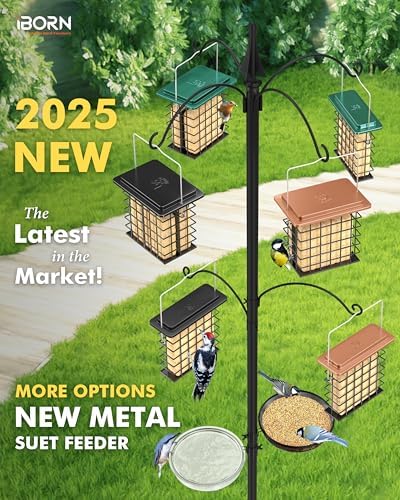 iBorn Suet Feeder Suet Bird Feeders [Single Capacity] for Outside Hanging with Taller Grid for Woodpecker,Metal Brushed Copper（Pack of 2）