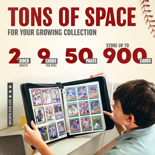 American Flag Baseball Card Binder with 900 Pockets, The Ultimate Baseball Card Holder Includes 50 Page Storage Sleeves to Organize and Protect Your Sports Cards Like a Pro