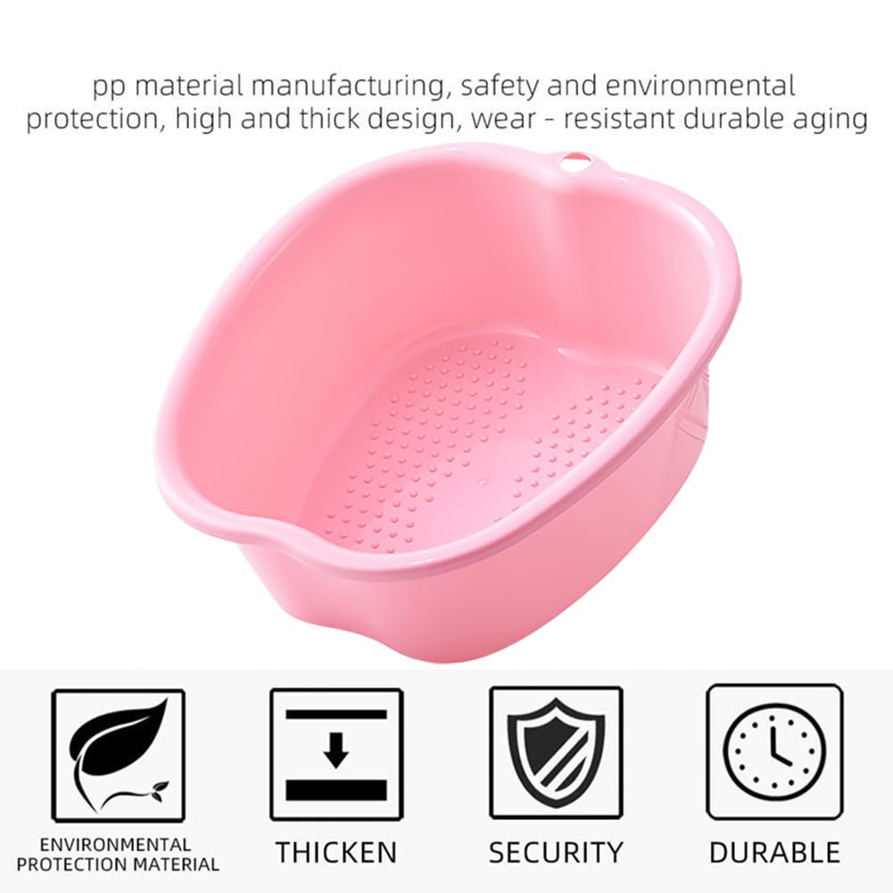 Chpbolly Foot Soaking Tub Large Size Foot Basin Sturdy Soaking Feet Bucket Massager Tub Exfoliation Callus Pedicure Foot Spa Bath Bucket for Women and Men (Pink)