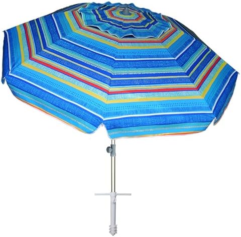 AMMSUN 7ft Heavy Duty Beach Umbrella with Sand Anchor, UV 50+ Protection, Outdoor Sunshade, Carry Bag, Patio Garden, Pool Backyard, Multicolor Green