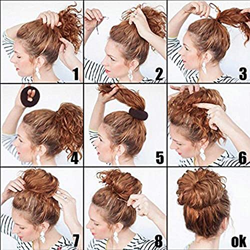 Hair Donut Bun Maker Blonde, Ring Style Bun, 2PCS Chignon Hair Increase Doughnut Shaper for Thick and Long Hair (X-Large, 4.5 Inch/Black)