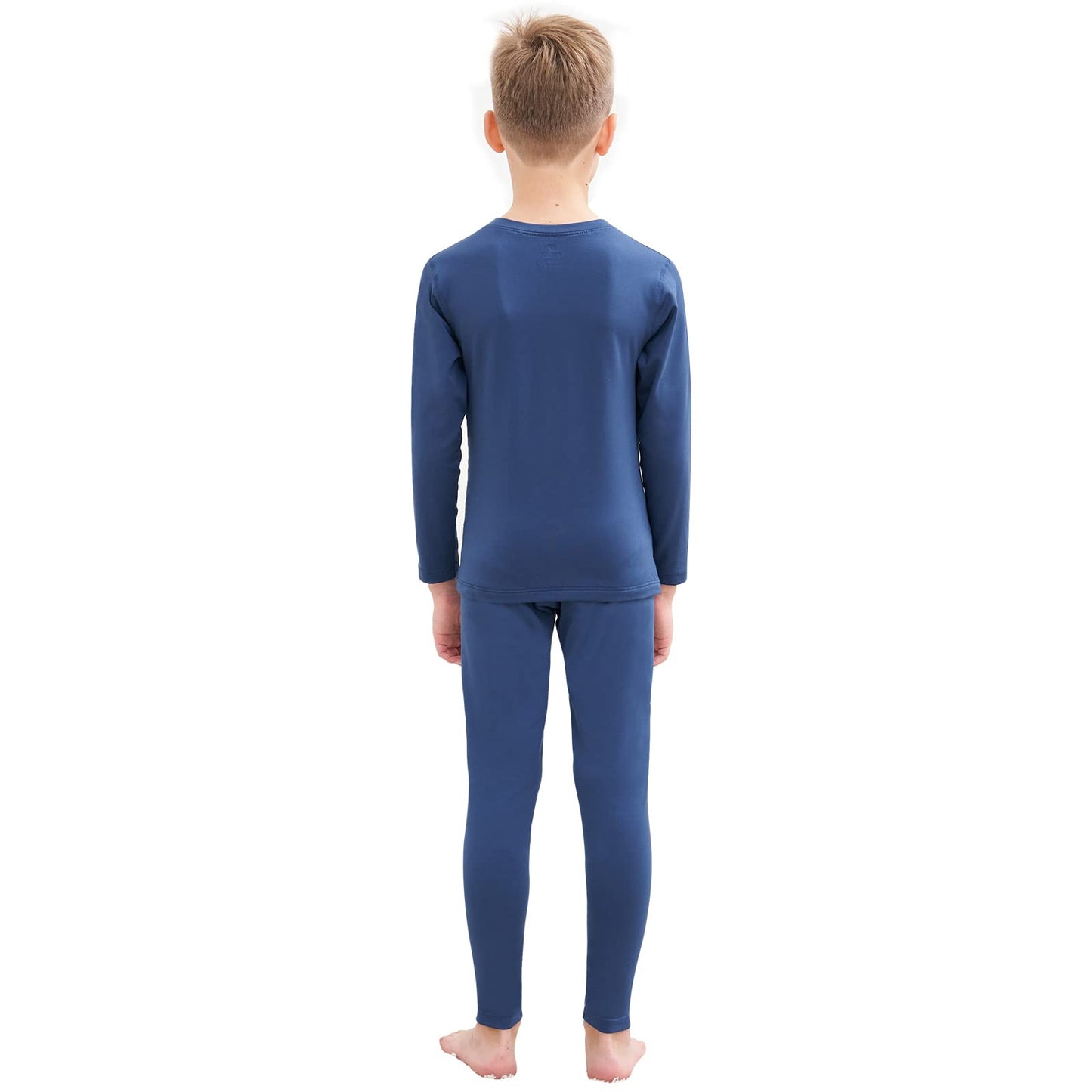 HEROBIKER Thermal Underwear Boys Ultra Soft Fleece Lined Kids Thermals Long Johns Top Bottom Warm Set for Winter Skiing Blue