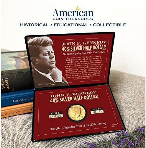 American Coin Treasures Silver JFK Half Dollar Coin Layered in Pure Gold