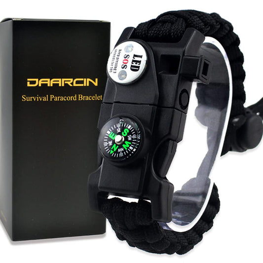 Daarcin Survival Paracord Bracelet,Fire Starter,Waterproof SOS Light, Compass, Whistle, Adjustable AK87 20 in 1,Outdoor Ultimate Tactical Survival Gear Set,Stocking Stuffers,Gift for Kids,Men
