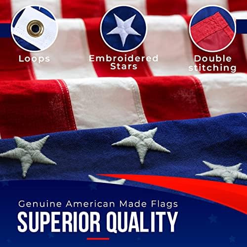 American Flags for Outside 5X8 American Flag 100% Made in USA -Heavy Duty Flags Outdoor with Embroidered Stars and Sewn Stripes 5x8 US Flag for High Wind- All Weather Flags