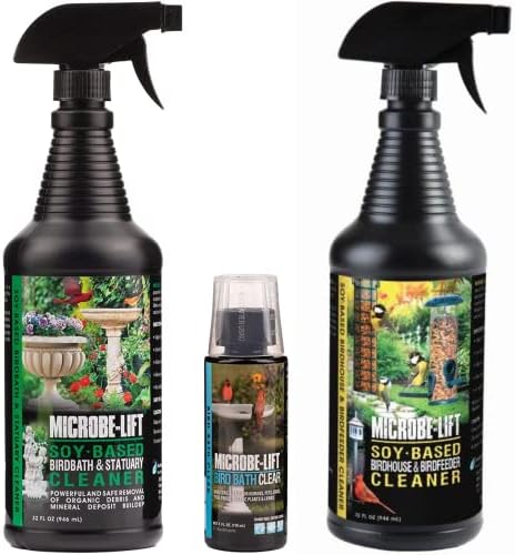 MICROBE-LIFT BBBEC Bird Bath Clear Water and Surface Treatment for Outdoor Birdbaths and Fountains, Soy-Based Birdbath and Statuary Cleaner, Soy-Based Birdhouse & Birdfeeder Cleaner Bundle